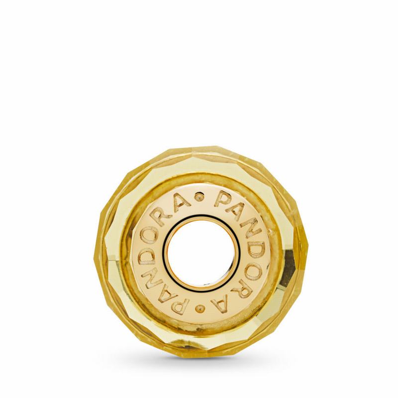 Pandora Golden Faceted Murano Glass Charm NZ, 18ct Gold Plated (672984-PAU)